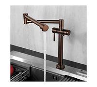 Rubinetto da cucina Acqua calda e fredda Rubinetti for lavello commerciale riempipentole in ottone Pieghevole Estensibile Doppio giunto Bracci oscillanti Due maniglie Montato sul ponte ORB(Brown)