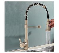 Rubinetto da cucina ad arco alto con spruzzatore estraibile commerciale a doppia funzione rubinetto per lavello in ottone maniglia singola design a molla compatibile con lavello standard moderno e