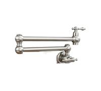 Rubinetto da cucina antico in ottone a parete, monoforo, doppio interruttore, lavello, girevole e pieghevole, singolo rubinetto freddo a parete Funzionamento flessibile(BRUSHED)