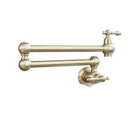 Rubinetto da cucina antico in ottone a parete, monoforo, doppio interruttore, lavello, girevole e pieghevole, singolo rubinetto freddo a parete Funzionamento flessibile(BRUSHED GOLD)