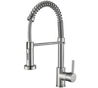 Rubinetto da Cucina Cobbe, Rubinetto a Molla con Doccetta Estraibile, 2 Modalità di Erogazione, Miscelatore Monocomando per Lavello ad Arco Alto (Nichel Spazzolato)