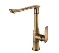 Rubinetto da Cucina Commerciale Ad Arco Alto, Miscelatore Monocomando per Lavello A 1 Foro in Ottone Anticato con Snodo Girevole. A