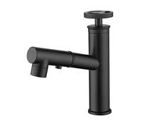 Rubinetto da cucina con acqua calda e fredda, Miscelatore monoforo industriale for bagno con doccetta estraibile in ottone nero opaco