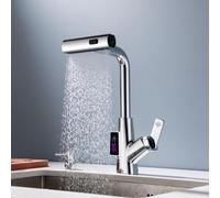 Rubinetto da cucina con display a temperatura a LED, rubinetto da cucina a pioggia con spruzzatore a trazione, rubinetto per lavello della cucina, moderno rubinetto da cucina ad arco ad alto livello,