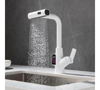 Rubinetto da cucina con display a temperatura a LED, rubinetto da cucina a pioggia con spruzzatore tirato fuori, rubinetto per lavello della cucina, moderno rubinetto da cucina ad arco ad alto