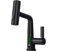 Rubinetto da cucina con display digitale a cascata, indicatore LED per lavabo, rubinetto elegante e moderno per uso domestico.