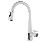 Rubinetto da cucina con display digitale a LED, rubinetto del lavello da cucina in ottone con spruzzatore a tiro verso il basso, 3 modalità Tapsphing del lavello della cucina a manico singolo con