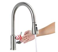 Rubinetto da cucina con doccetta estraibile, sensore a infrarossi, rubinetto da cucina estraibile, girevole a 360°, rubinetto da cucina a 3 modalità, in acciaio inox 304, miscelatore intelligente da
