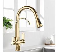 Rubinetto da cucina con filtro dell'acqua, girevole a 360°, doccetta estraibile, 2 modalità di spruzzo, design moderno e funzionale per casa e cucina