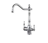 Rubinetto da cucina con filtro in ottone anticato, montaggio sul ponte, doppia maniglia, miscelatore for acqua calda e fredda a 3 vie Con controllo di flusso(Gray)