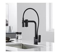 Rubinetto da cucina con filtro per l'acqua incorporato miscelatore monocomando filtrante 2 in 1 rubinetti per lavello da cucina con doccetta estraibile,Nero