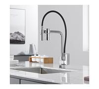 Rubinetto da cucina con filtro per l'acqua incorporato miscelatore monocomando filtrante 2 in 1 rubinetti per lavello da cucina con doccetta estraibile,Cromo