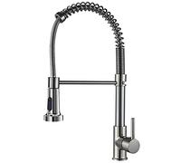 Rubinetto da cucina con molla a spirale, Miscelatore da cucina doccetta estraibile, Acqua fredda e calda girevole a 360°(nichel spazzolato)