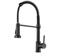 Rubinetto da cucina con molla a spirale, Miscelatore da cucina doccetta estraibile, Acqua fredda e calda girevole a 360° (nero)