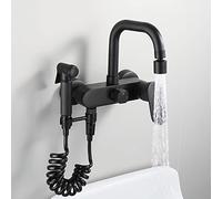 Rubinetto da Cucina con Montaggio a Parete Pistola a spruzzo Multifunzione in Ottone Rubinetto per lavello da Cucina Girevole con Acqua Calda e Acqua Fredda Nero-b