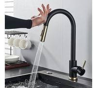 Rubinetto da cucina con sensore tocco nero opaco - tira fuori tocco di sensore intelligente con doppie modalità d'acqua, mixer caldo e freddo, finitura in oro nero elegante per cucine moderne LWX
