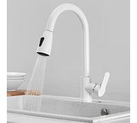 Rubinetto da cucina con spruzzatore a tiro in ottone in ottone calda e fredda lavello dell'acqua fredda TAPWILE 360 ° tira un rubinetto da cucina bianco