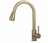 Rubinetto da Cucina con spruzzatore a tiro Verso Il Basso, Arco Elevato 360 ° giratela per Cucina Estensibile per latellino del Ponte per Colpa a Maniglia Singola Cucinare con Acqua Fredda e Calda,