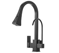 Rubinetto da cucina con tocco di acqua potabile a 360 ° beccuccio girevole ad arco elevato tira verso il basso nel lavandino con spruzzatore a 2 modalità in ottone a singolo manico a colpa da cucina
