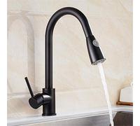 Rubinetto da cucina cromato nero con LED, doccetta estraibile a maniglia singola, rubinetto miscelatore girevole a 360°, montaggio su piano, design moderno per un facile controllo dell'acqua