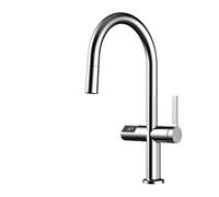 Rubinetto da cucina di lusso in ottone grigio canna di fucile con sensore digitale a LED, maniglia singola, acqua calda e fredda, estraibile, tipo rubinetto per lavello a 2 funzioni (G9/16/cromo-Y)