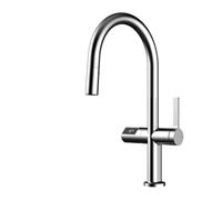 Rubinetto da cucina di lusso in ottone grigio canna di fucile con sensore digitale a LED, maniglia singola, acqua calda e fredda, estraibile, tipo rubinetto per lavello a 2 funzioni (G1/2/cromo-N)