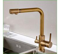 Rubinetto da cucina, doppio uso di fascia alta, doppia testa, con purificatore d'acqua pura, acqua mista calda e fredda, rotazione a 360 gradi