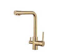 Rubinetto da cucina dorato con acqua filtrata, rubinetto del mixer in ottone montato a ponte, tappo di acqua potabile elegante per cucina, finitura Blu elegante, rubinetto in oro di qualità premium