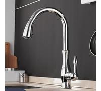 Rubinetto da cucina dorato Pull Down Rubinetto miscelatore monocomando miscelatore girevole a un foro miscelatore acqua moderna finitura argento elegante e funzionale rubinetto per lavello da cucina