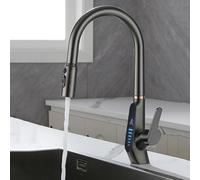 Rubinetto da cucina estensibile a 3 vie con display digitale grigio Pull Down Sink Mixer Osmosi Filtro acqua Rubinetto versatile Testa di spruzzo per una facile pulizia