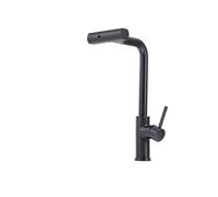 Rubinetto da cucina estensibile in acciaio inossidabile 304 nero, rubinetto miscelato per lavello dell'acqua a cascata Rotazione multifunzione 3668 per lavelli della roulotte e della casa(Nero)