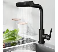 Rubinetto da cucina estensibile in nichel nero/sabbia, rubinetto da cucina estensibile - miscelatore a cascata con doccia, rubinetto per lavello, rubinetto girevole a 360° con 3 modalità di spruzzo, r