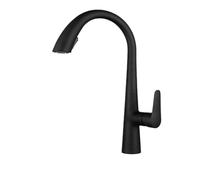 Rubinetto da cucina estensibile, in rame pieno, di alta qualità, resistente agli spruzzi, rubinetto per lavabo, ugello nascosto girevole caldo e freddo per lavelli roulotte e lavelli domestici (Nero)