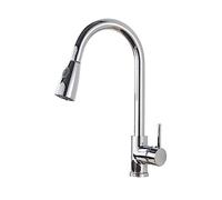 Rubinetto da cucina estensibile, rubinetto miscelatore estraibile, rubinetto per lavabo da bagno montato sul ponte, miscelatore per acqua calda e fredda, testa a spruzzo a flusso, finitura cromata
