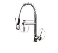 Rubinetto da cucina estraibile, 5 funzioni, in ottone, rubinetto da cucina girevole, finitura spazzolata, facile da installare, design moderno per la casa