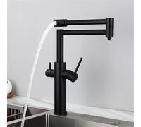 Rubinetto da cucina estraibile a 3 vie, con filtro dell'acqua, rubinetto girevole a 360°, miscelatore a doppia maniglia, design elegante nero, per casa e ufficio, soluzione migliorata per l'acqua