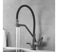 Rubinetto da cucina estraibile a 3 vie Design retrò flessibile a doppia uscita filtro dell'acqua rubinetto miscelatore per lavello grigio a doppia maniglia miscelatore per lavello da cucina