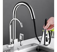 Rubinetto da cucina estraibile a 3 vie di alta qualità con 3 modalità di spruzzo, purificatore d'acqua con finitura cromata per acqua potabile pulita, elegante e funzionale