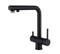 Rubinetto da cucina estraibile a 3 vie, girevole, in ottone, multifunzione, miscelatore per lavello nero, estensibile con spruzzo, design moderno per un facile utilizzo