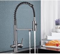 Rubinetto da cucina estraibile a 3 vie, in ottone nero opaco, rotazione a 360°, design ad arco alto, facile da pulire, stile moderno, durevole risparmio idrico, perfetto per casa e ristorante