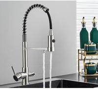 Rubinetto da cucina estraibile a 3 vie nero opaco - Ottone girevole a 360° Design moderno Facile installazione Doppia funzione di spruzzo Miscelatore per lavello da cucina durevole ed elegante