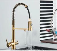Rubinetto da cucina estraibile a 3 vie, struttura in ottone nero opaco, girevole a 360°, doppia funzione di spruzzo, design moderno, facile installazione, durevole ed elegante rubinetto per lavello da