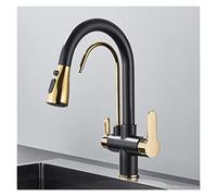 Rubinetto da cucina estraibile a 360° con filtro dell'acqua a 3 vie, design moderno ed elegante, per cucine contemporanee, colore: nero opaco