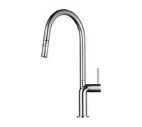 Rubinetto da cucina estraibile a 360° - Rubinetto da cucina grigio rubinetto miscelatore monoforo a collo di cigno flusso d'acqua regolabile per una facile pulizia e un uso versatile
