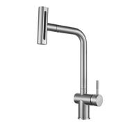 Rubinetto da cucina estraibile a 4 modalità, girevole a 360°, maniglia sina, finitura in acciaio inox bianco, perfetto per cucine moderne