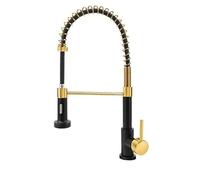 Rubinetto da cucina estraibile a molla, rubinetto a molla con spruzzatore estraibile, miscelatore caldo/freddo in ottone girevole a 360°, universale, for lavello e lavabo.(Black gold)