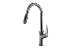 Rubinetto da cucina estraibile con display digitale finitura in frassino design girevole ad arco alto beccuccio facile da pulire moderno lavello da cucina miscelatore per uso domestico