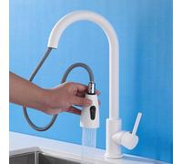Rubinetto Da Cucina Estraibile Con Doccetta, Design Girevole A Maniglia Singola, Miscelatore Acqua Calda E Fredda, Costruzione In Ottone, Installazione A Foro Singolo, Rubinetto Moderno Per Lavello D