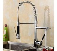 Rubinetto da cucina estraibile cromato con doppia maniglia alto 50 cm design moderno facile installazione ed elegante miscelatore per lavello per uso domestico e professionale