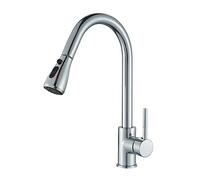 Rubinetto da cucina estraibile, finitura cromata, rubinetto miscelatore regolabile per lavabo da bagno, acqua calda e fredda, doppia funzione di spruzzo, montaggio su piano, design moderno per casa e